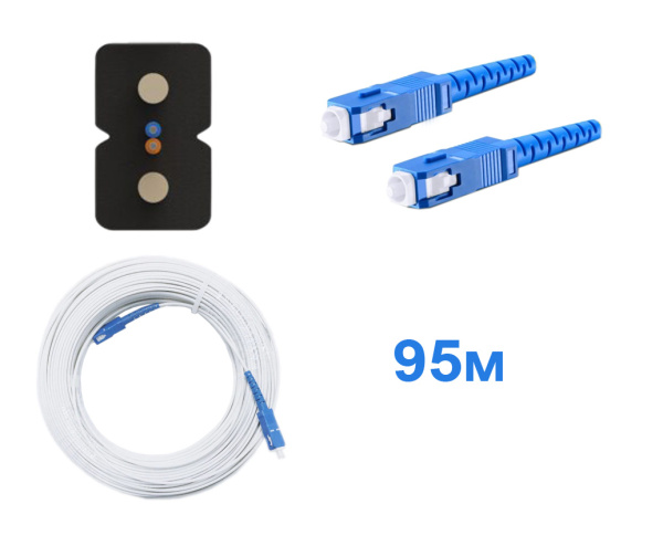 Патчкорд FTTH без выносного элемента, диэлектрик, волокно G657, SC/UPC белый -  95м.