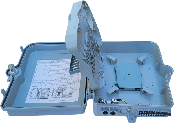 Коробка оптическая распределительная для PON сетей. Предназначена для подключения до 24 абонентов.