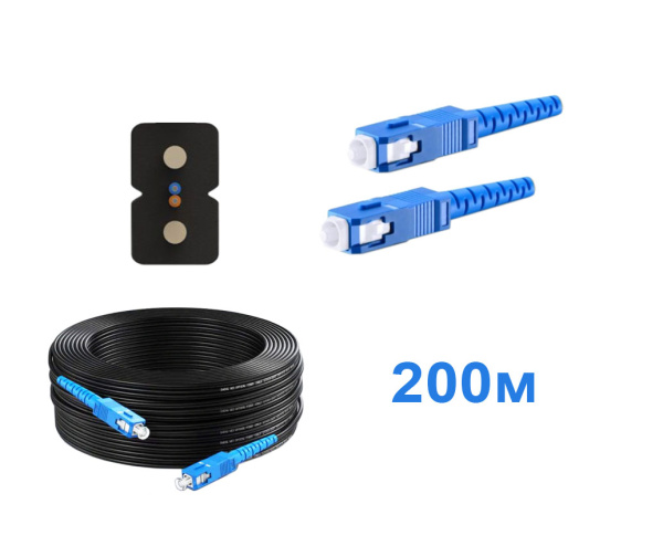 Патчкорд FTTH без выносного элемента, диэлектрик, волокно G657, SC/UPC - 200м.