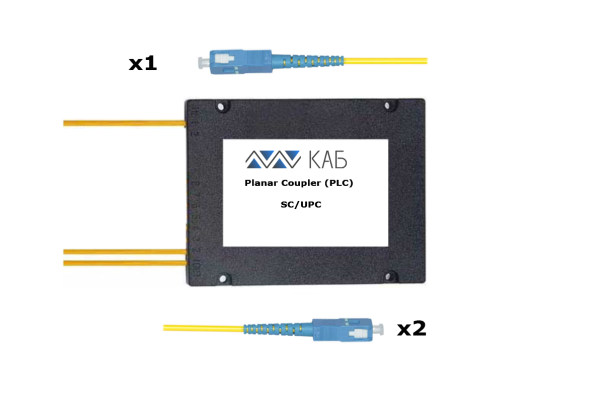 Делитель оптический корпусный PLC 1x2 BOX 3mm 1м G657 SC/UPC