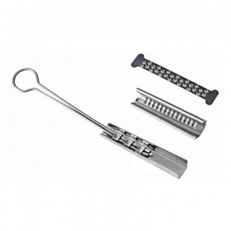 Зажим анкерный натяжной для плоского дроп кабеля. Максимальная рабочая нагрузка 0,88 кН.