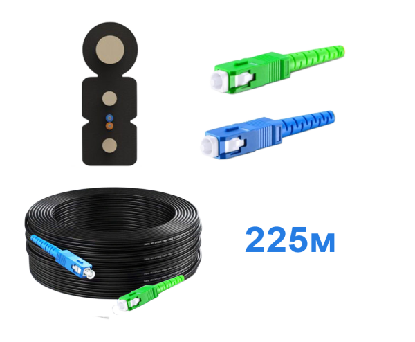 Патчкорд FTTH с выносным элементом, диэлектрик, волокно G657, SC/UPC-SC/APC - 225м.