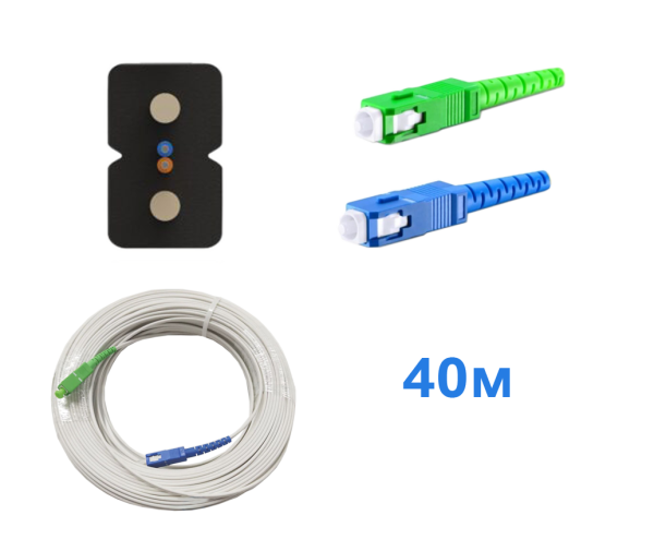 Патчкорд FTTH без выносного элемента, диэлектрик, волокно G657, SC/UPC-SC/APC, белый -  40м.