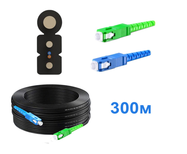 Патчкорд FTTH с выносным элементом, диэлектрик, волокно G657, SC/UPC-SC/APC - 300м.