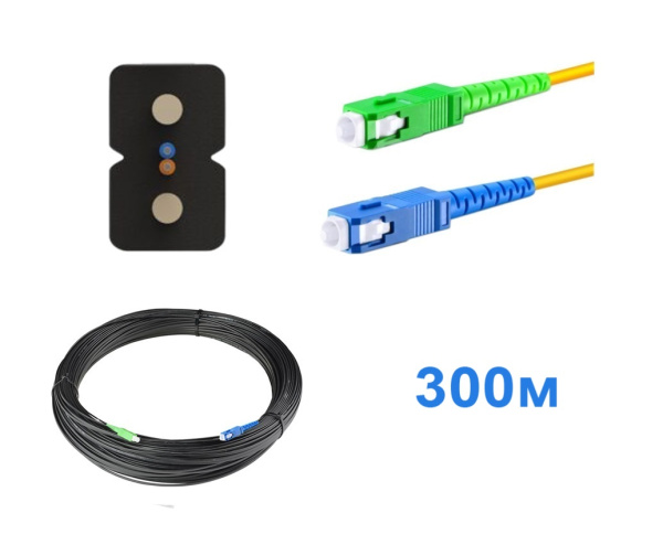Патчкорд FTTH без выносного элемента, диэлектрик, волокно G657, SC/UPC-SC/APC - 300м.