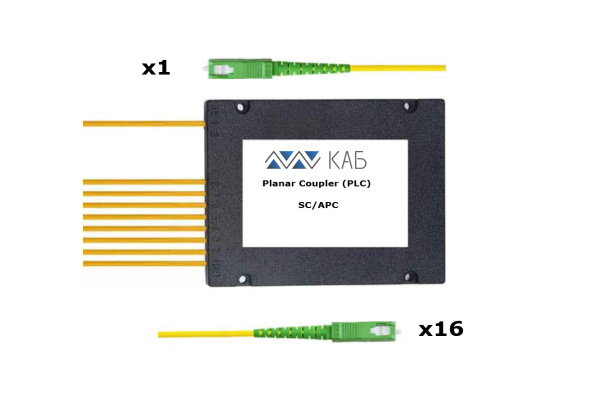 Делитель оптический корпусный PLC 1x16 BOX 3mm 1м G657 SC/APC